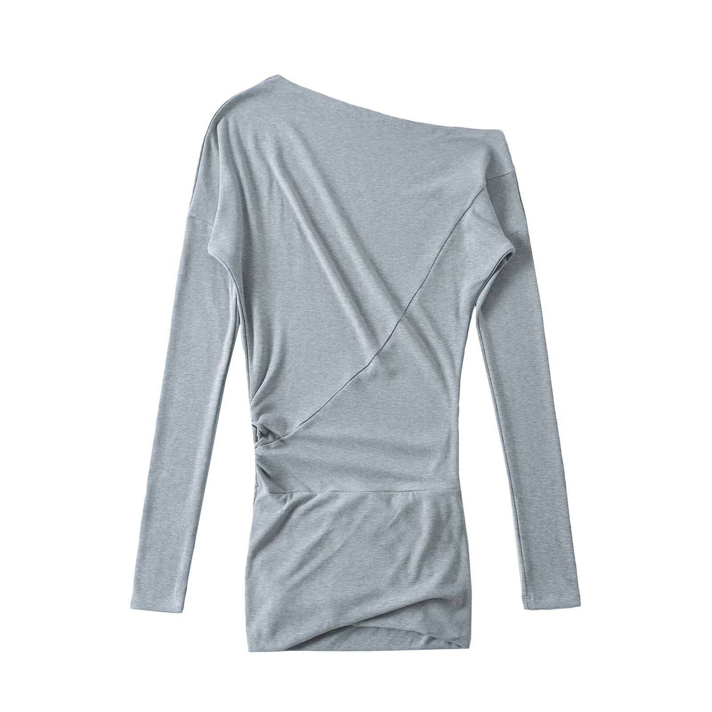 American retro one-shoulder long-sleeved dress