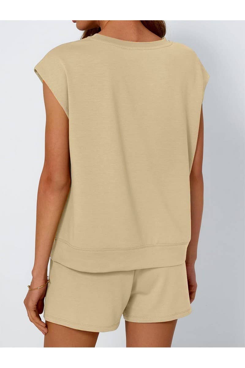 CWSTB00487_2025 SPRING SUMMER WOMEN 2 PIECE SET SHORT SLEEVE