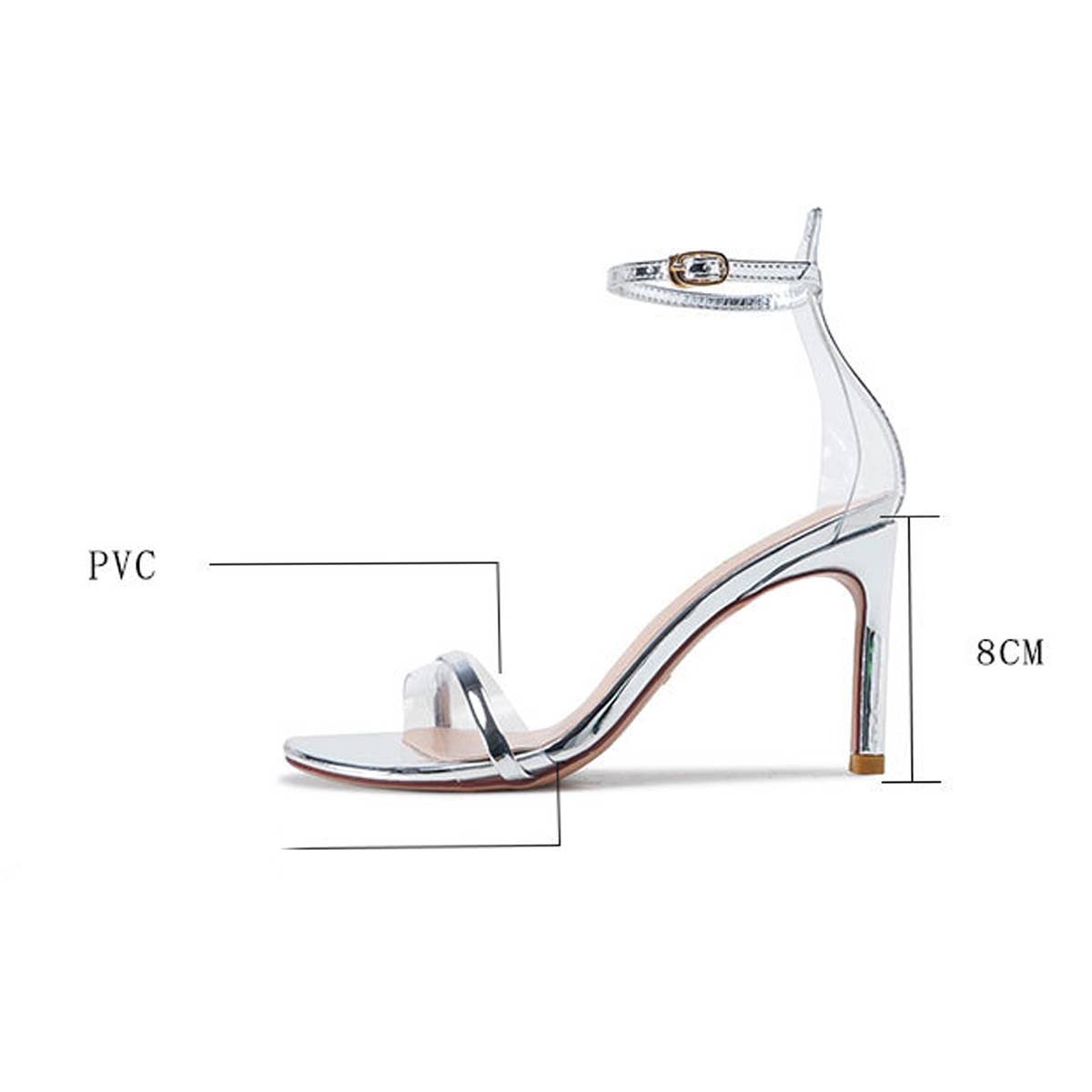 TRANSPARENT BUCKLE SANDALS HEELS