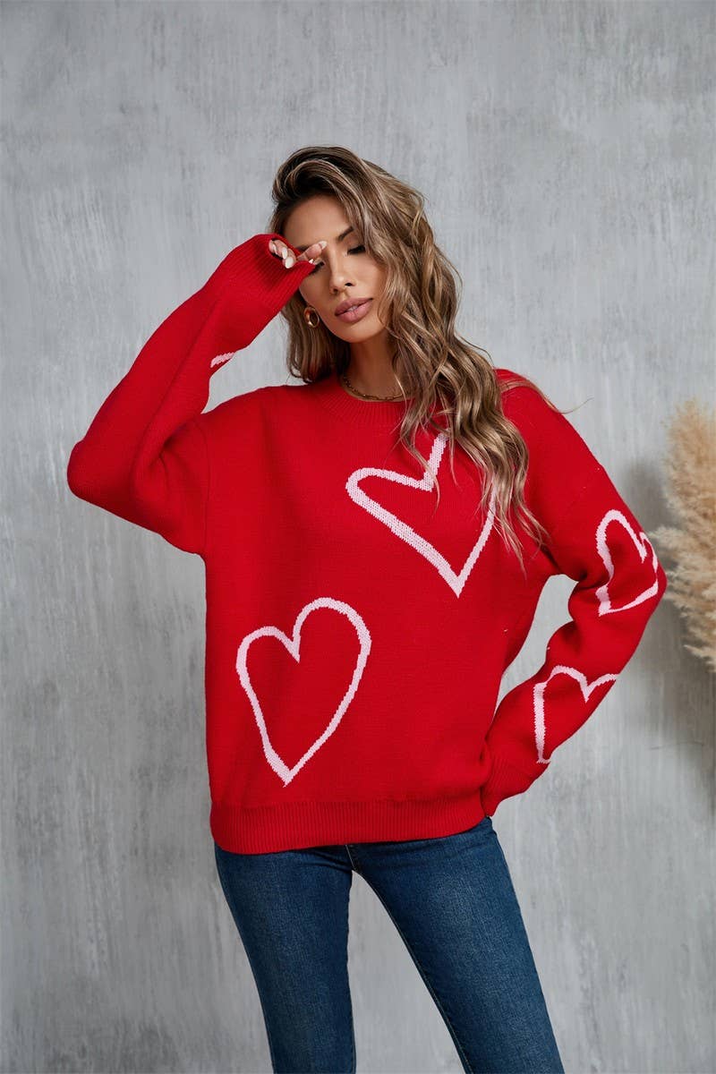 CWOSWL5764_VALENTINE'S DAY BIG HEART CONTRAST SWEATER