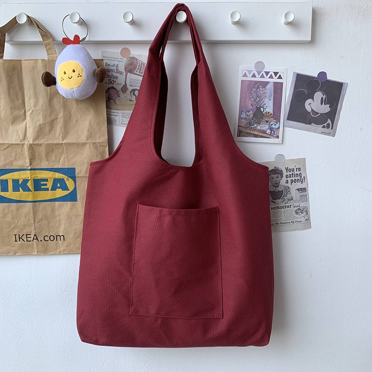 SOLID COLOR LITERARY BLANK HAND-PAINTED CANVASBAG_CWAB2131