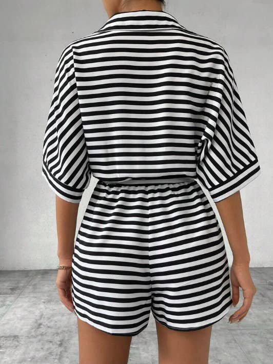 Casual and fashionable striped one-piece shorts