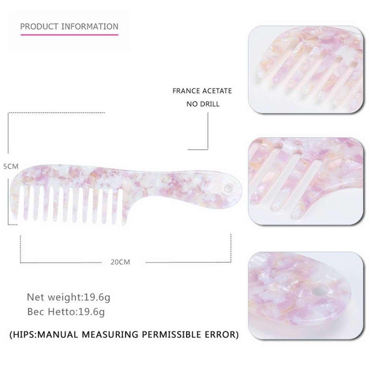 SIMPLE MARBLE ACETATE COMB HEADPIECE_CWAHA4175