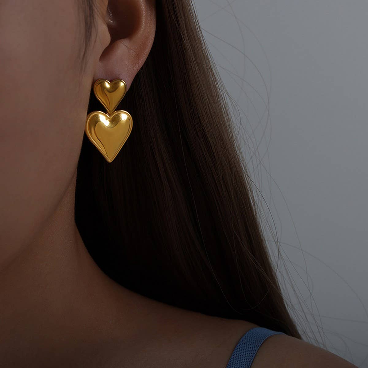 HEART TITANIUM STEEL PENDANT EARRINGS NECKLACE