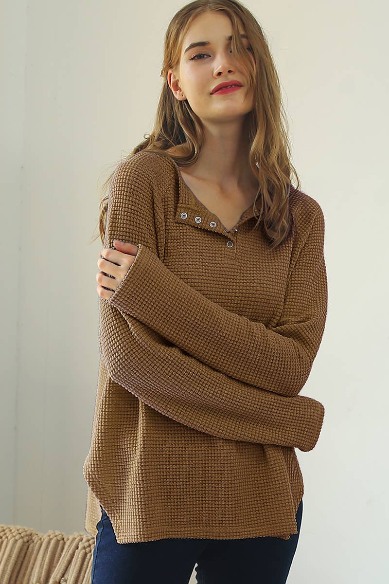 CWTTL1442_Round Neck Long Sleeved Top