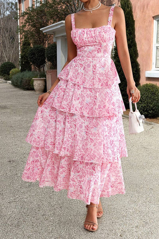 CWDHL0891_TEMPERAMENT SMALL FLORAL SUSPENDER DRESS