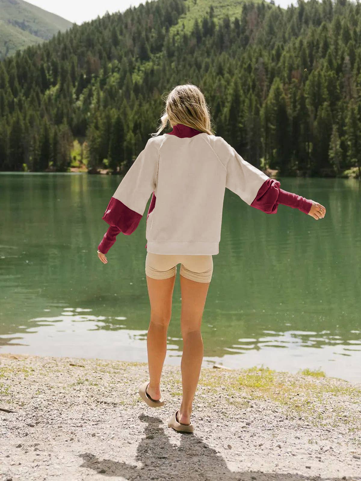 COUNTERCOLOR LANTERN SLEEVE HALFTURTLENECK HOODIE