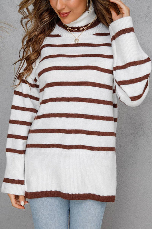 CREW-NECK COTTON STRIPED SWEATER FOR WOMEN