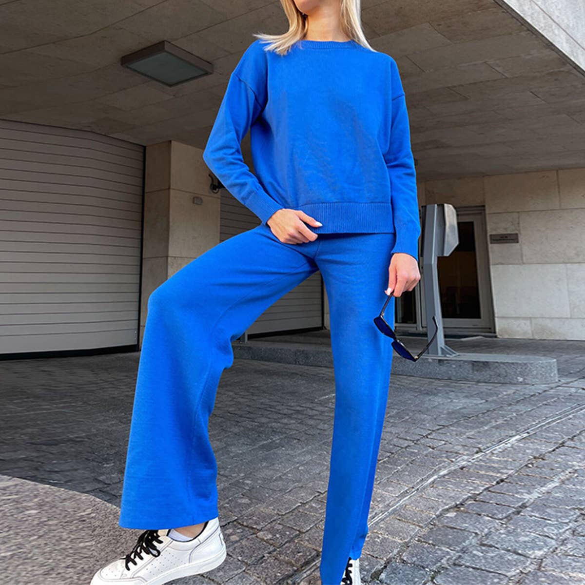 CORE-KNITTED JACKET AND TROUSERS TWO-PIECE SET