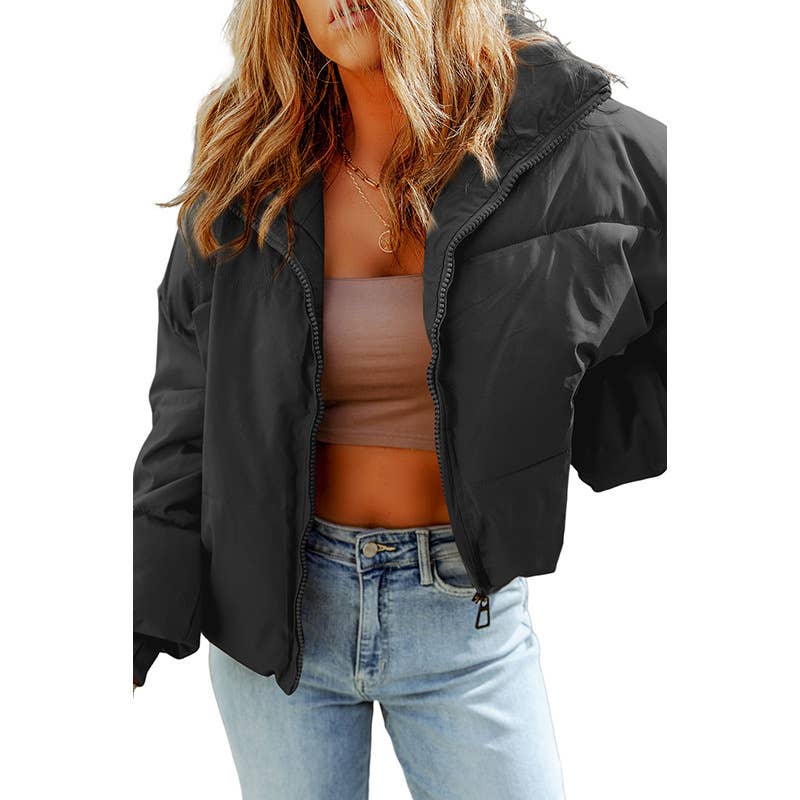 Casual solid color lapel warm women's bread coat