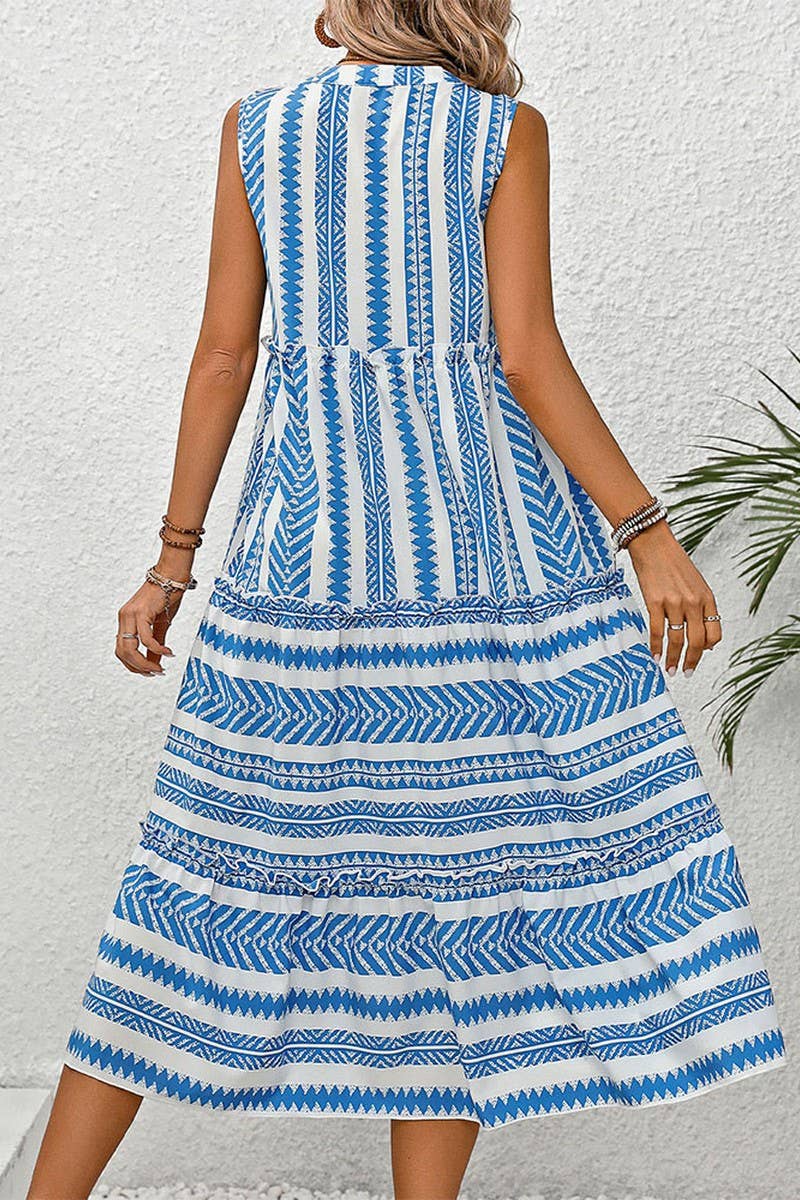CWDMD1856_ETHNIC STYLE V-NECK SLEEVELESS MIDI DRESS
