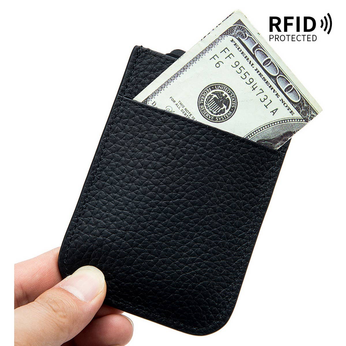 ULTRA-THIN LAYERED DRAWSTRING LEATHER CARD HOLDER_CWAB3825