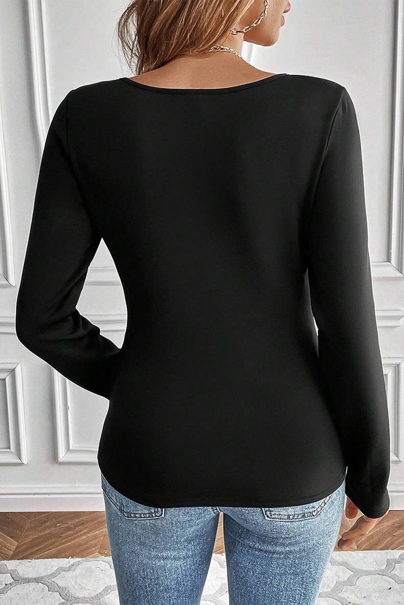CASUAL PULLOVER SOLID COLOR SLIMMING BASE SHIRT