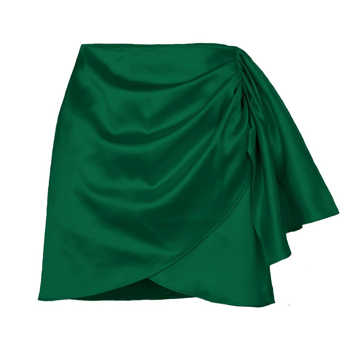 IRREGULAR ZIPPER SKIRT SATIN HIGH WAIST MINI SKIRT_CWAB4809