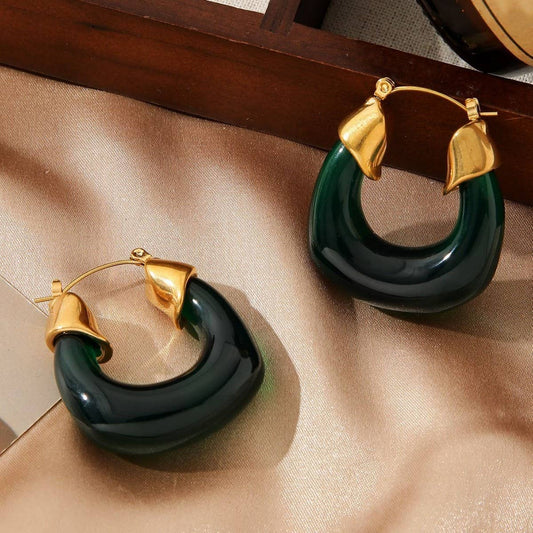 RETRO STYLE STAINLESS STEEL GOLD-PLATED EARRINGS