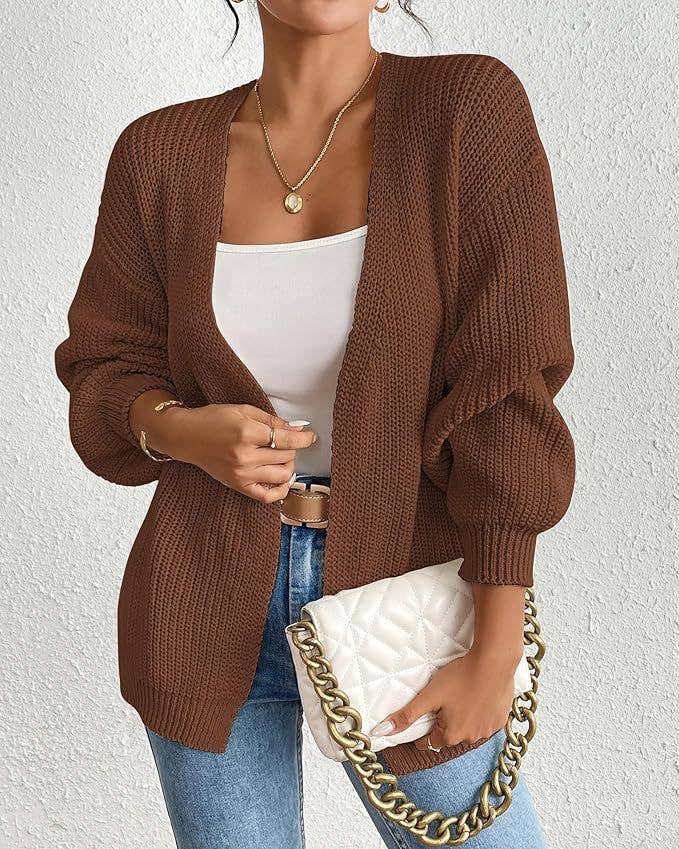 CASUAL COARSE CARDIGAN SOLID COLOR LOOSE COAT