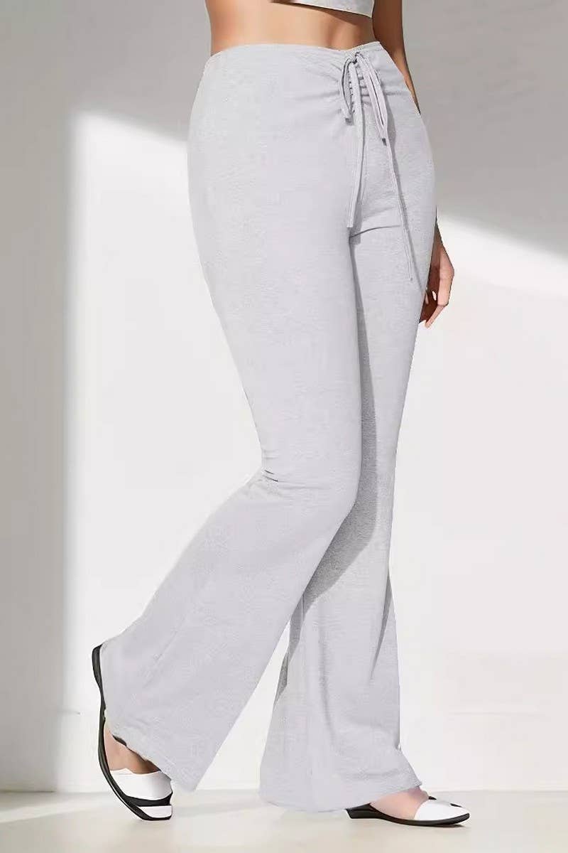 CWBLP1888_SUMMER HIGH-WAISTED RUCHED SLIM FIT FLARE PANTS