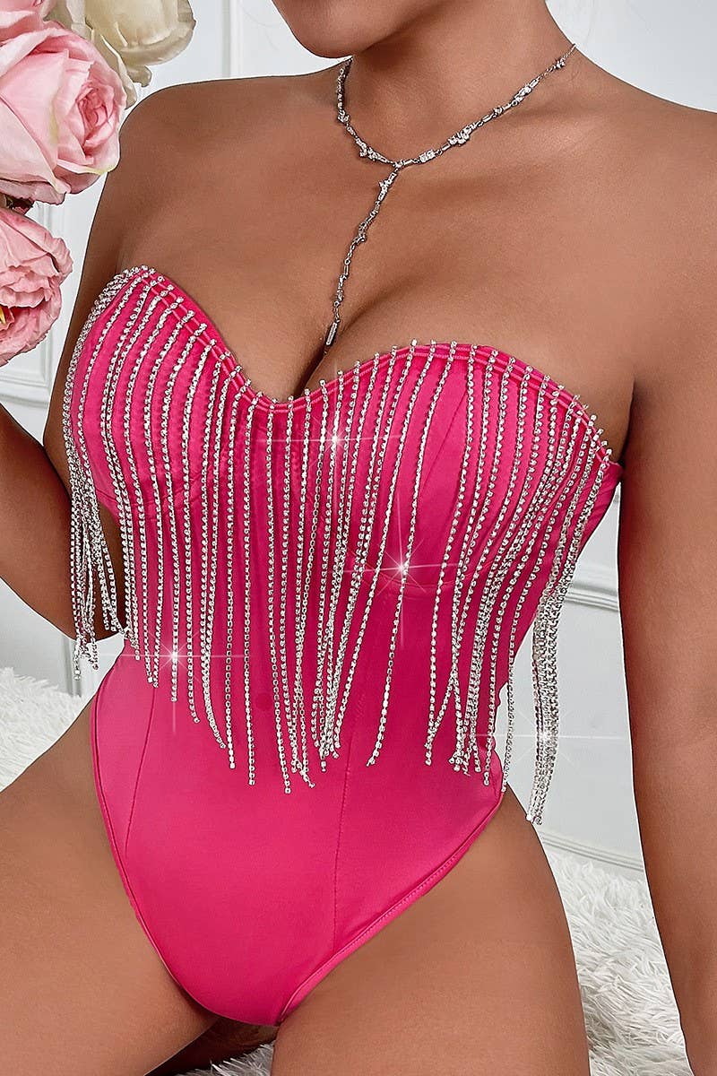 CWSBS0193_SOLID UNDERWIRED TASSEL DIAMOND BODYSUIT