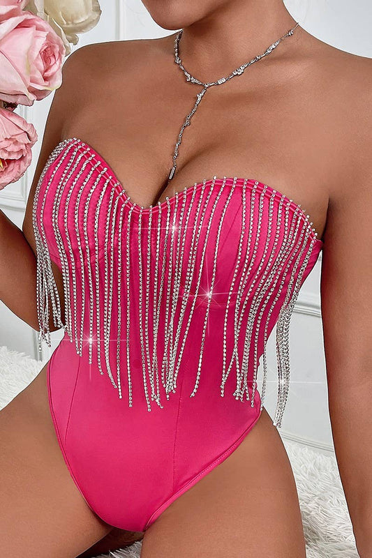 CWSBS0193_SOLID UNDERWIRED TASSEL DIAMOND BODYSUIT