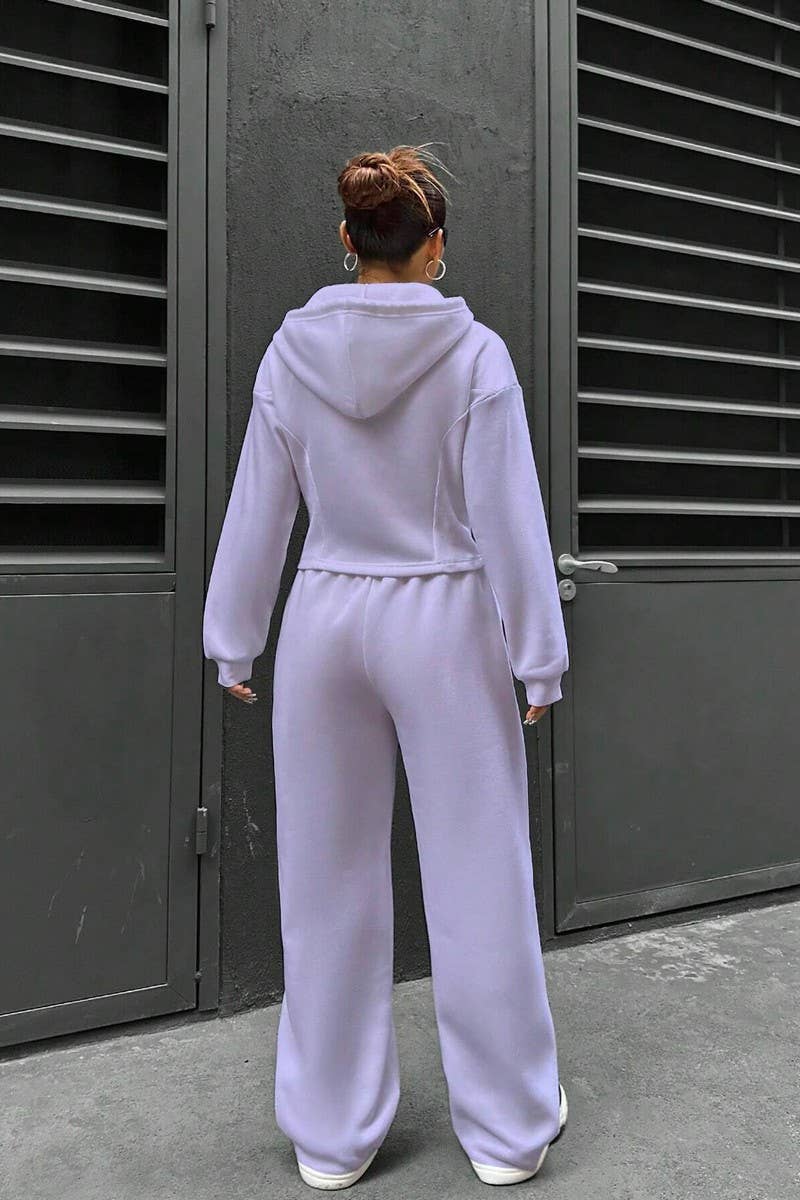 CWSTB0992_HOODED CARDIGAN CASUAL SPORTS TWO-PIECE SET