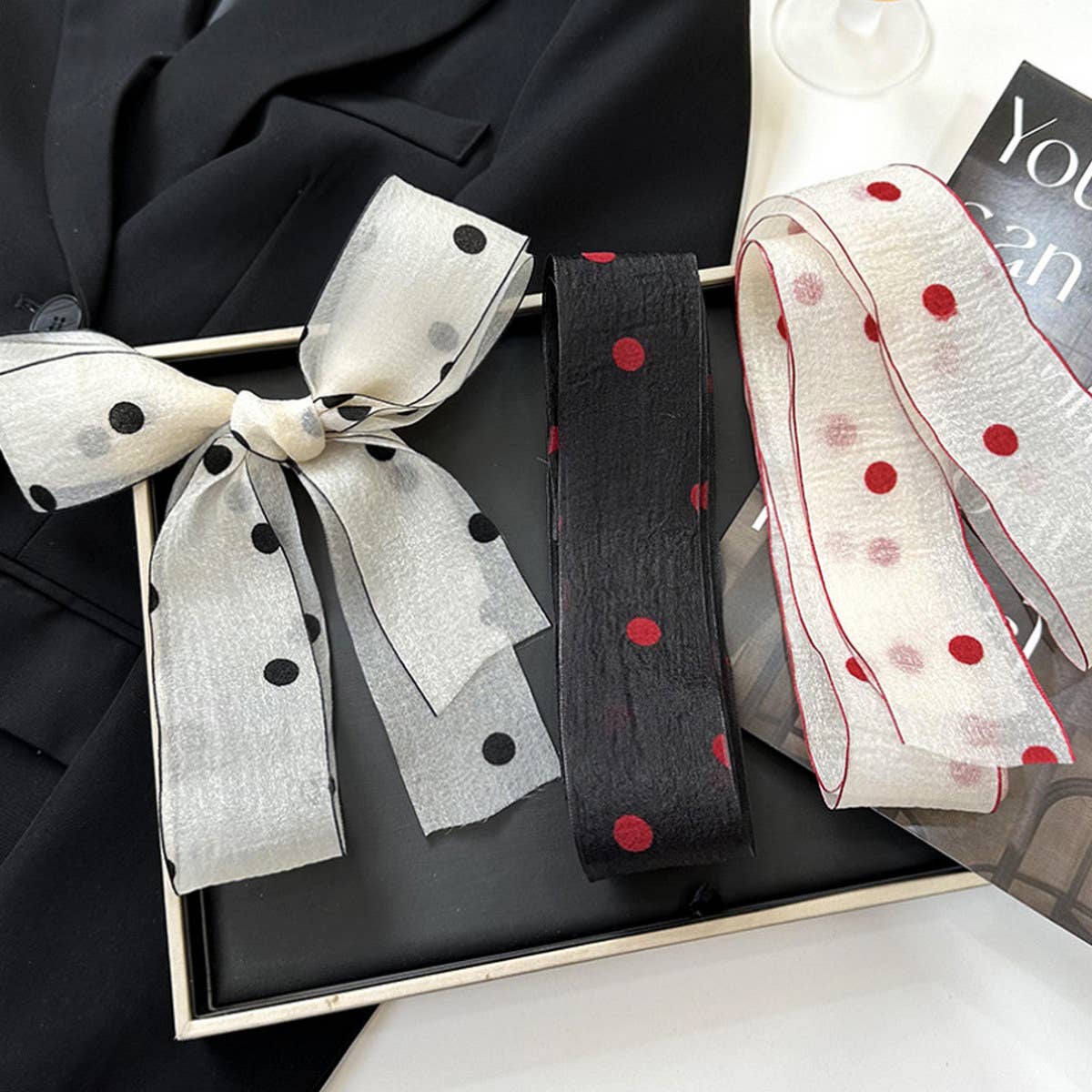 NEW POLKA DOT LACE SCARF HEADBAND
