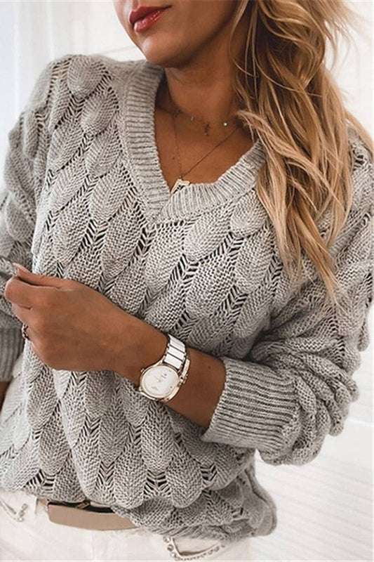 CWOSWL0715_Long Sleeve V-Neck Pullover Sweater