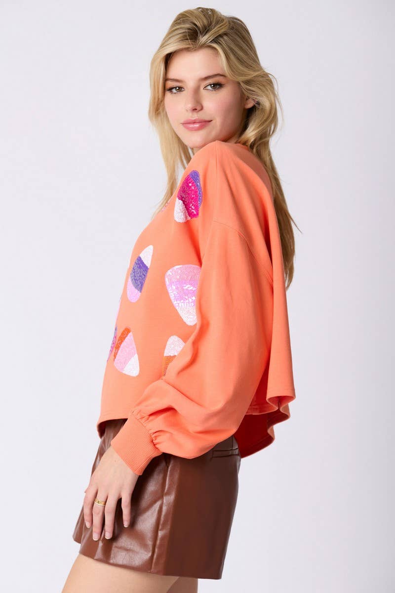 CWTBLL01277_HALLOWEEN CANDY SEQUIN PULLOVER SWEATSHIRT