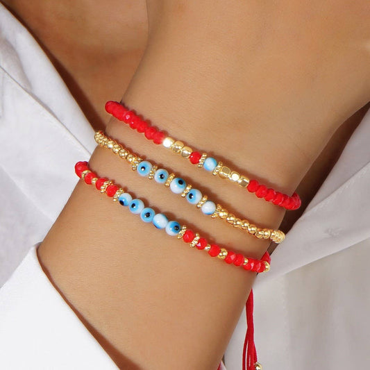 MULTI-COLOR GLASS FLAT DEVIL EYE BRACELET