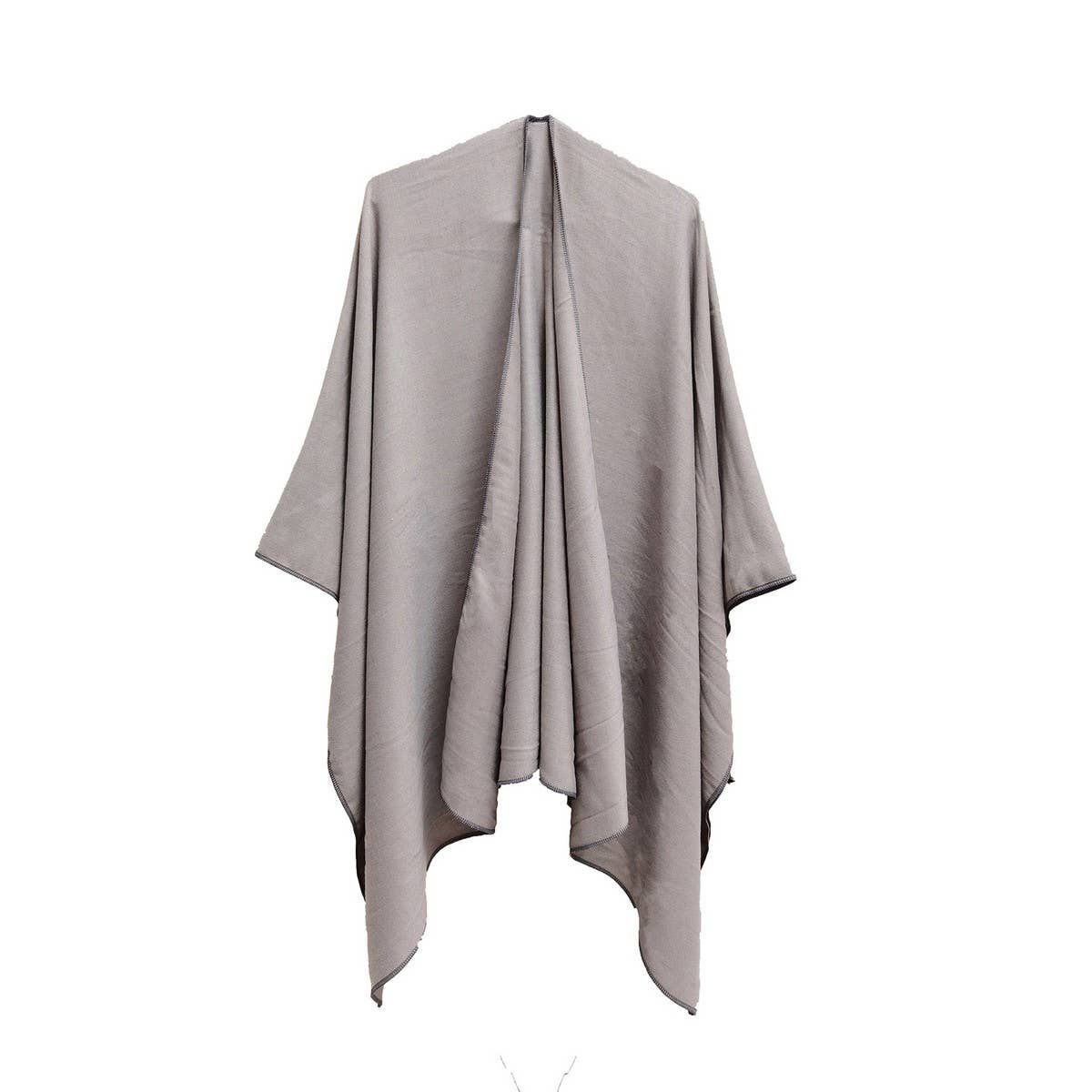 FASHION SOLID COLOR WARM SPLIT SHAWL CLOAK_CWASC0285