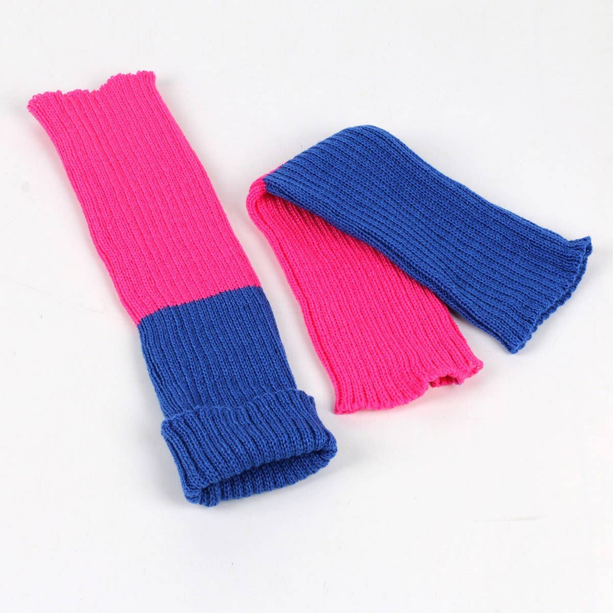 CWMS0816_Winter Striped Color-Matching Knit Leg Warmers