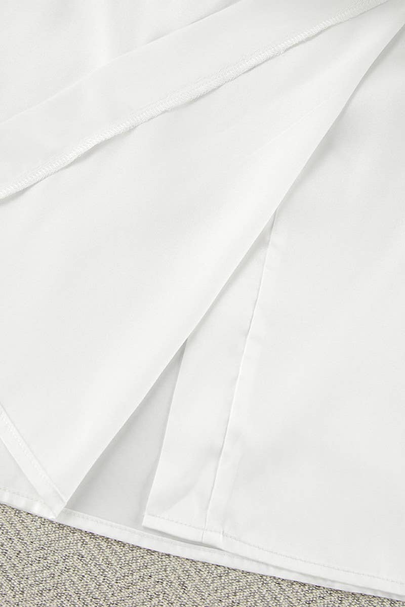 CWSPJ0401_SATIN LACE CARDIGAN TIE LONG SLEEVE NIGHTGOWN