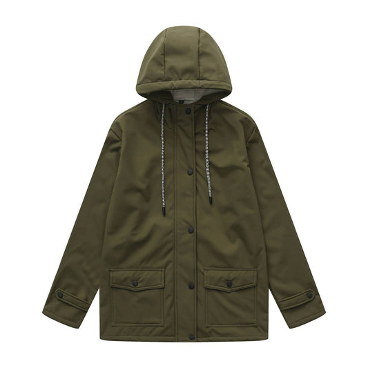 Composite fleece waterproof hooded windbreaker