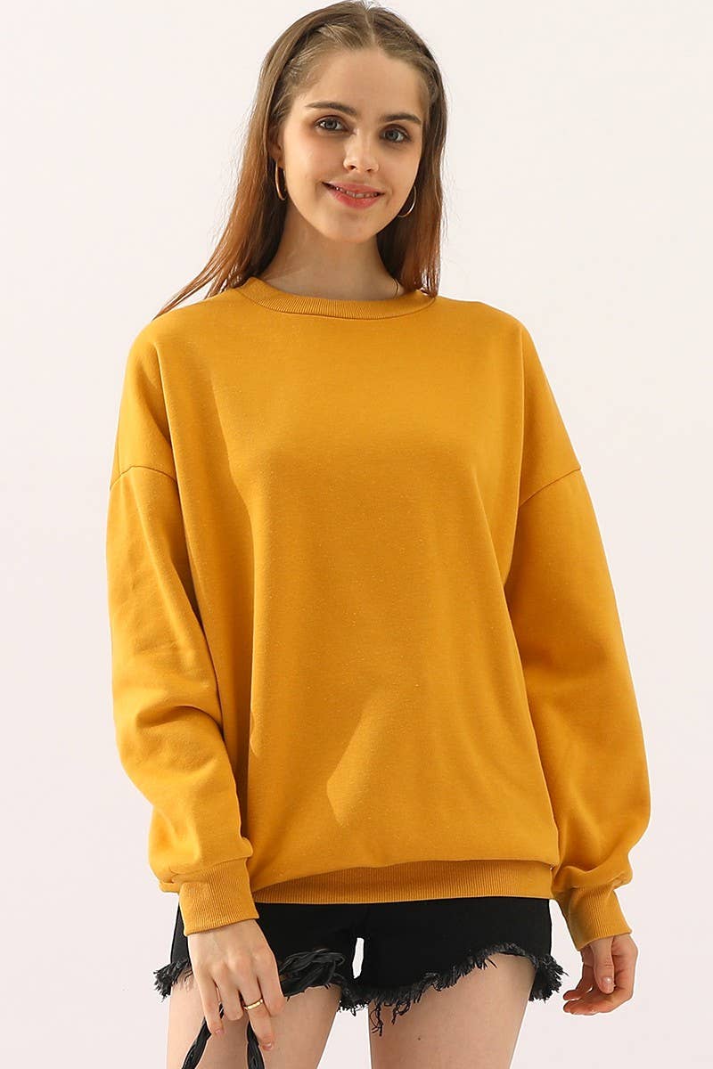 CWTTL902_CREW NECK LONG SLEEVE PULLOVER SWEATSHIRT TOPS
