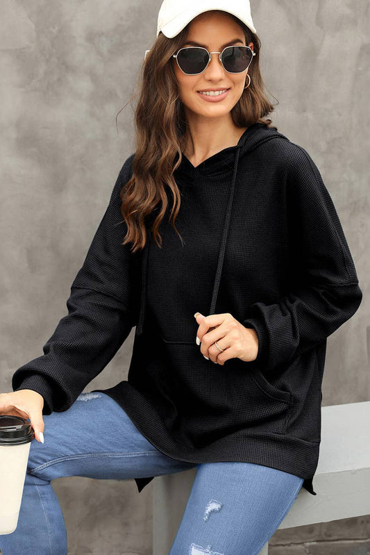 CASUAL TEXTURED HOODIE WITH LARGE POCKET HOODIE