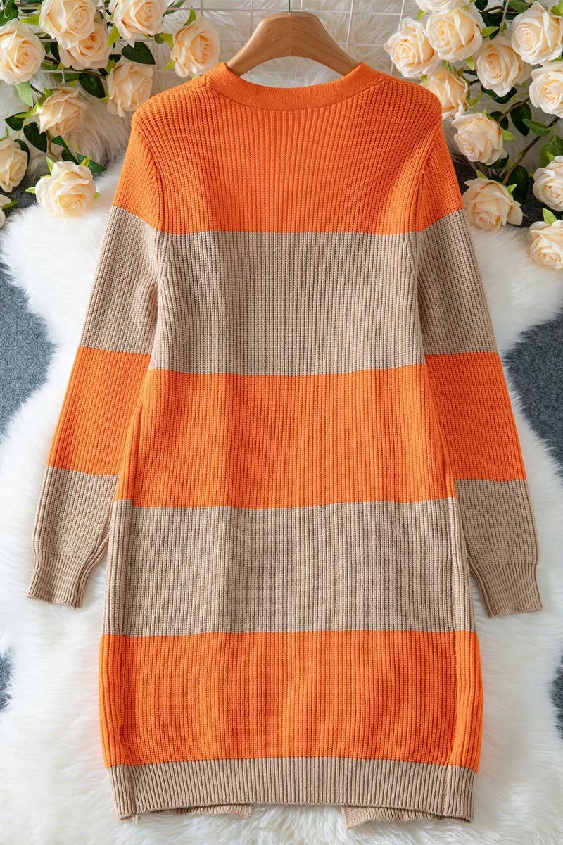 CWOCAL00566_CONTRAST DROPPED SHOULDER LONG KNITTED CARDIGAN