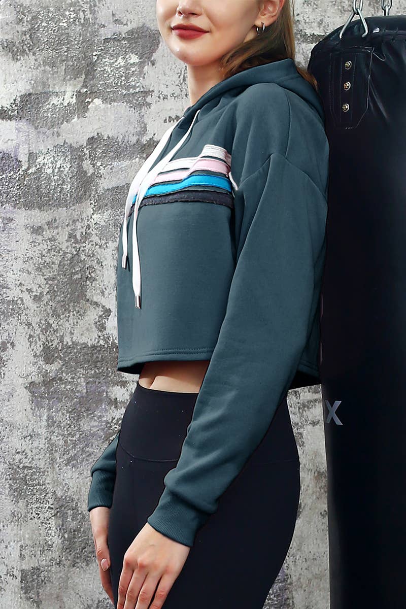 CWOHOL426_Lightweight Pullover Hoodie Cropped Sweatshirt