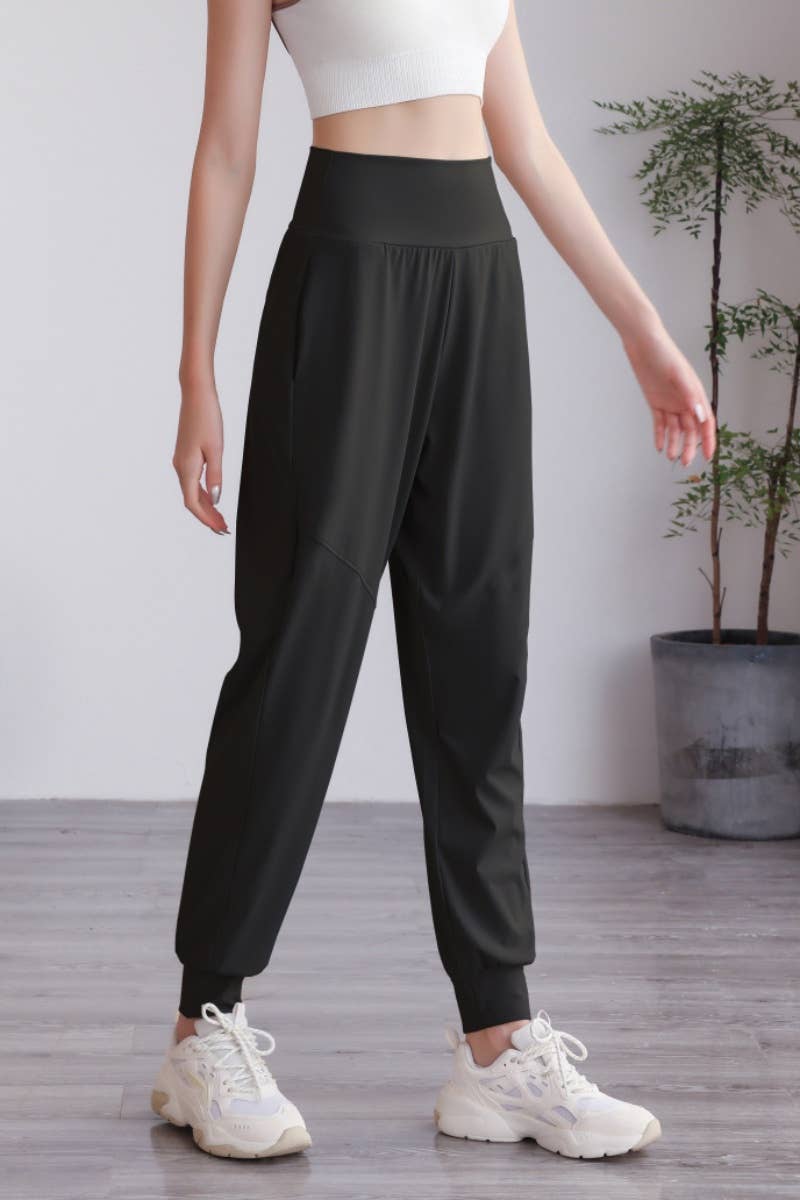 CWBMP0194_HIGH-WAISTED PLASTIC CASUAL FITNESS PANTS