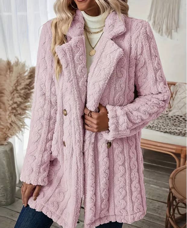 COMFORTABLE CASUAL WARM SUIT COLLAR FUR COAT