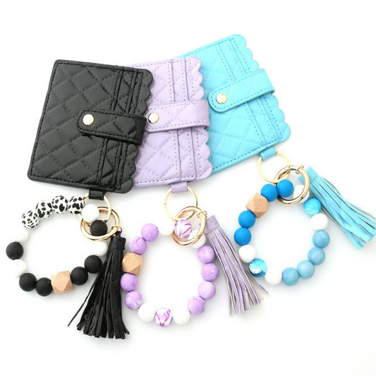 Geometric Beaded Wallet Keychain for Women_CWAB4997