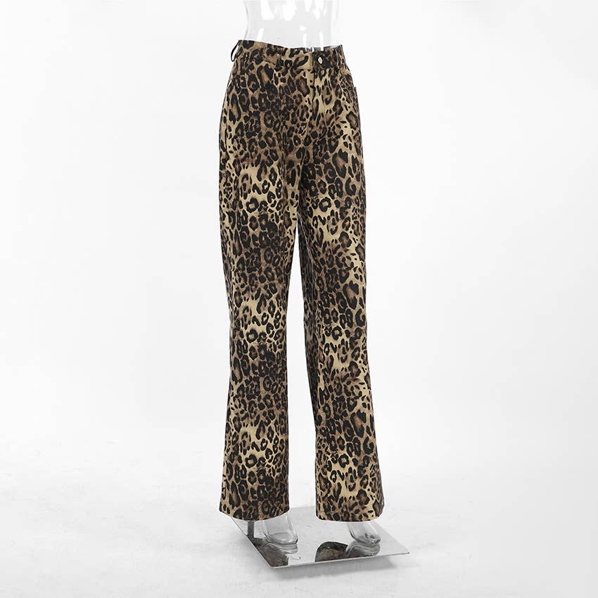 CWBLP1554_FASHION PERSONALITY LEOPARD PRINT WIDE LEG PANTS