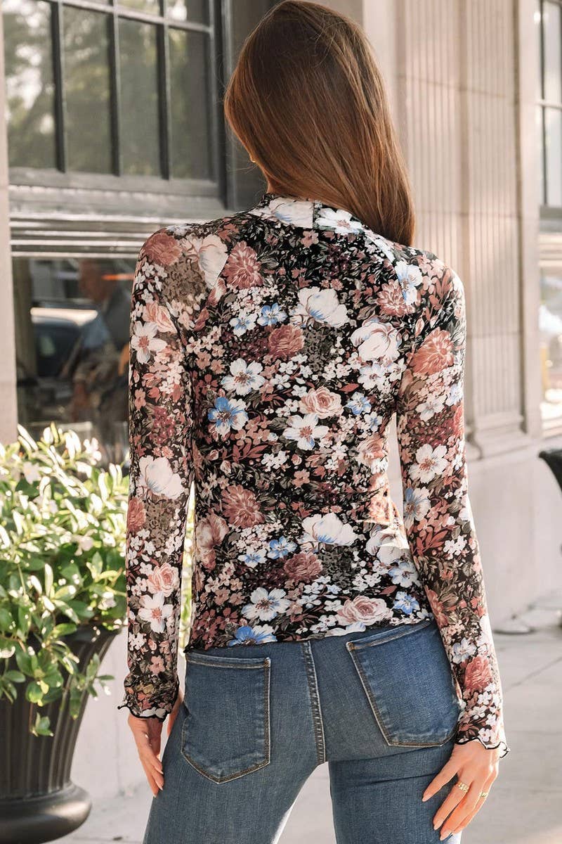 CWTBLL3694_HALF TURTLENECK PRINTED LONG SLEEVE T-SHIRT TOP