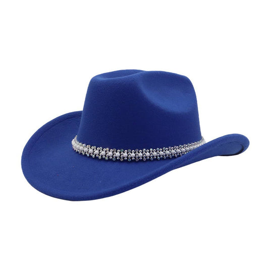 Western Fedora Hat Wool Denim Unisex Style_CWAH04363