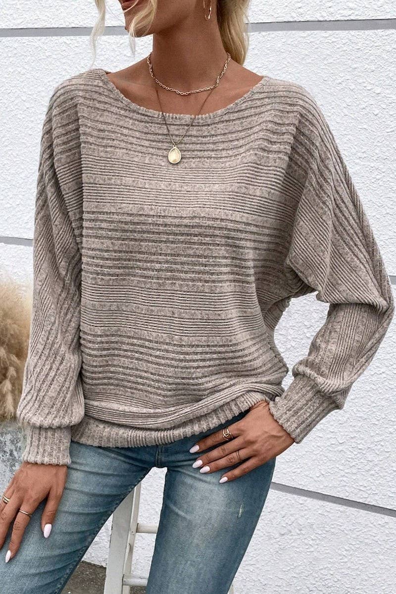 CWTBLL4012_RIBBED CREW NECK BATWING SLEEVE TOP