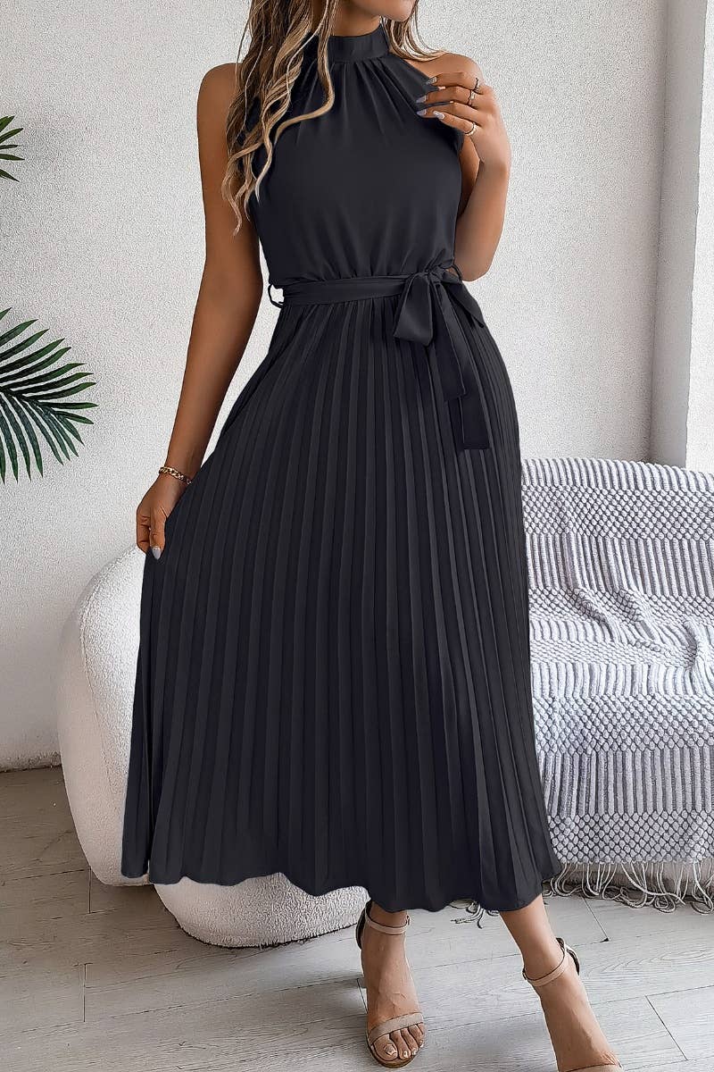 CWDMD2687_SUMMER SLEEVELESS SKIRT WITH WAIST PLEATED