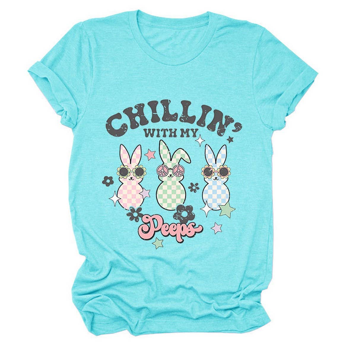 EASTER CUTE BUNNY LOOSE COMFORT SHORT SLEEVE TEES_CWTTS0867