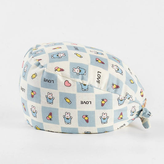 CHERRY BEAR PRINTED NURSE CAP PURE COTTON HAT_CWAH3324