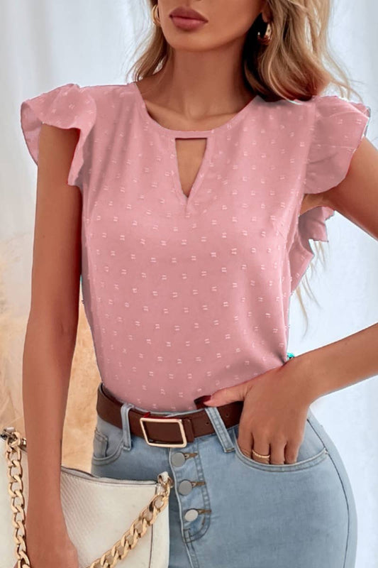 CWTBLSL0249_WOMEN'S CREW NECK HOLLOWED OUT SLEEVELESS TOP