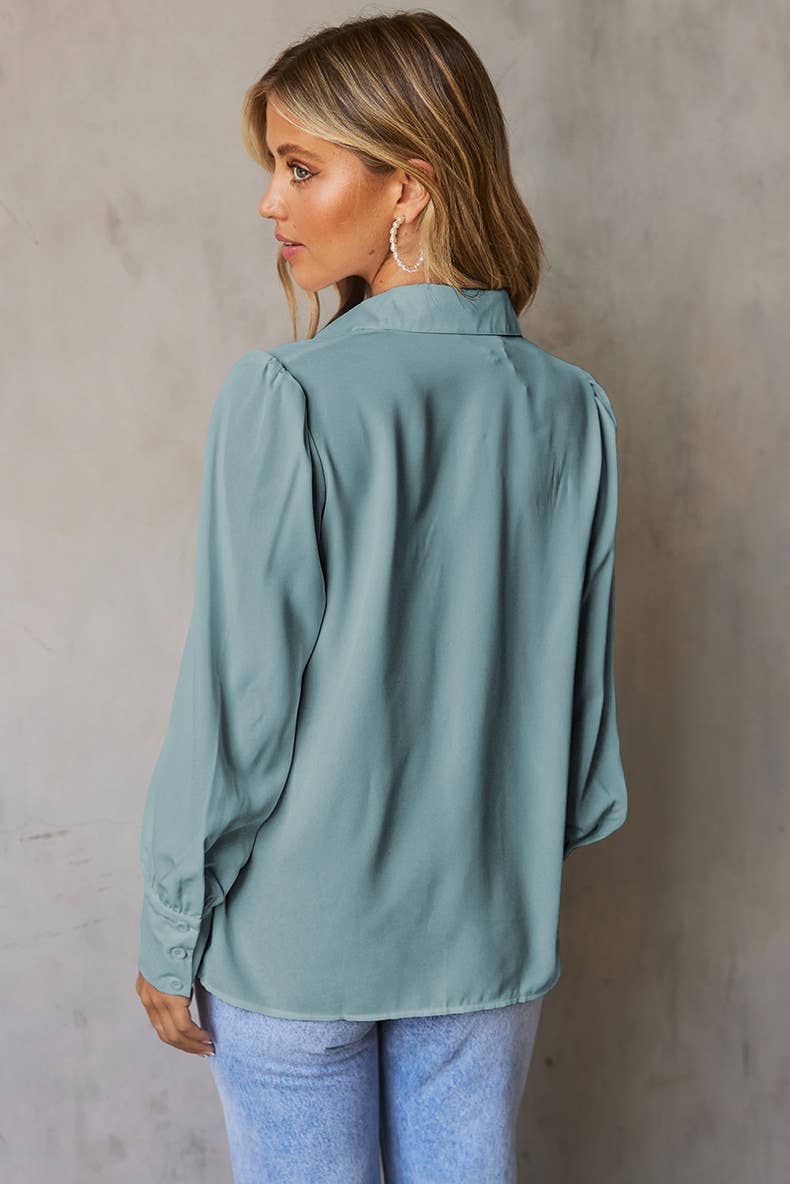 CASUAL SOLID COLOR THIN PULLOVER BLOUSE WOMAN