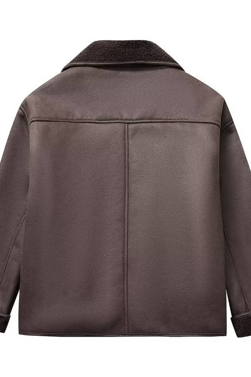 CWOCO1064_SOLID COLOR LOOSE LAMB WOOL LAPEL COAT