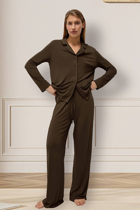 CWSPJ0394_MODAL CARDIGAN LONG SLEEVE PANTS PAJAMA SET